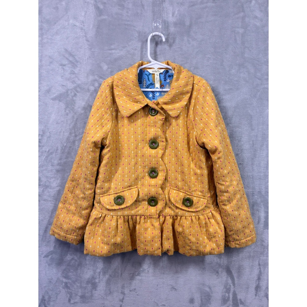 Matilda Jane Girls Mustard Yellow Peplum Jacket Woodland Deer Lining Size 10